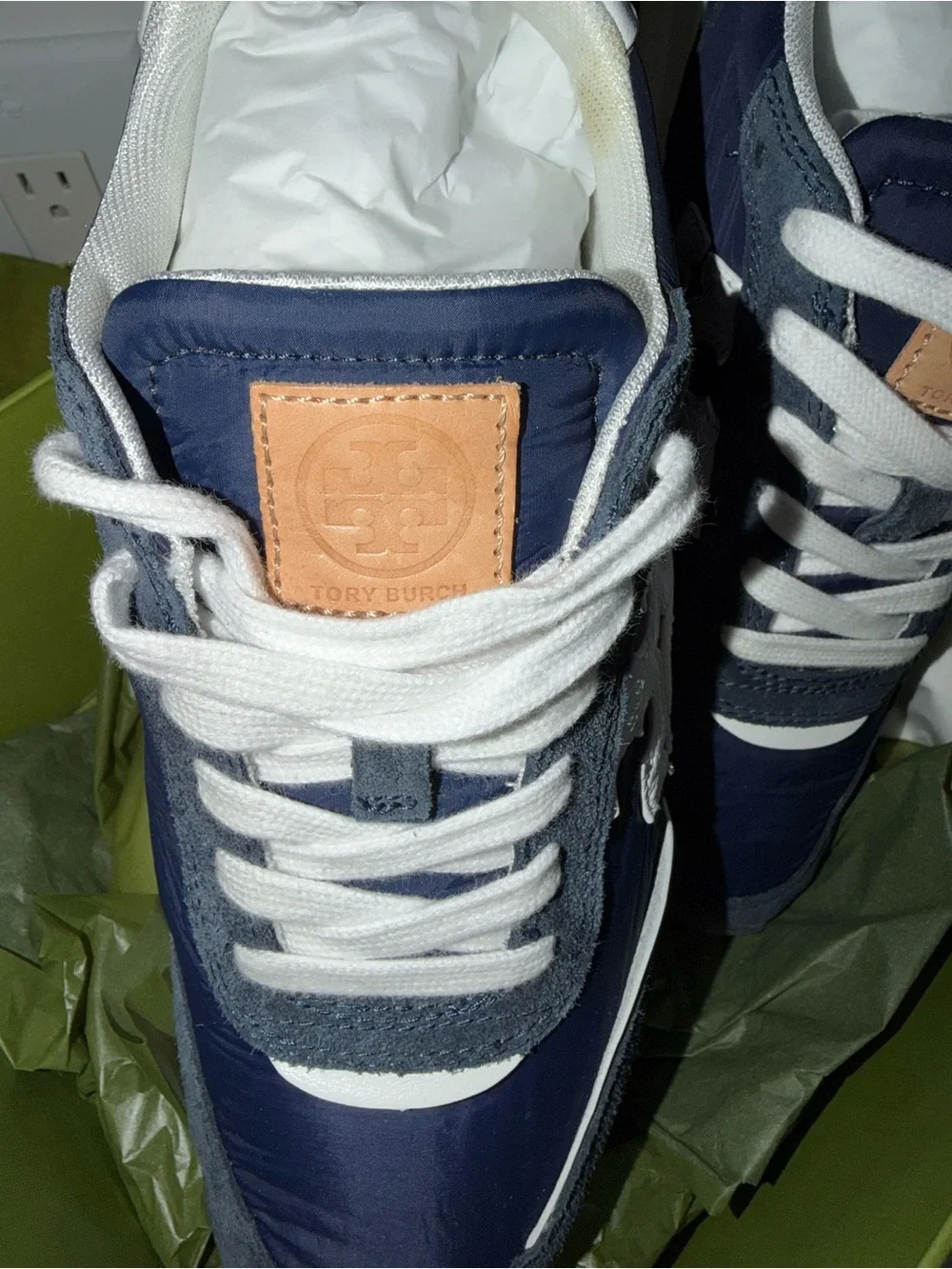 Tory Burch Navy and White Logo Running Sneakers - Picture 7 of 8